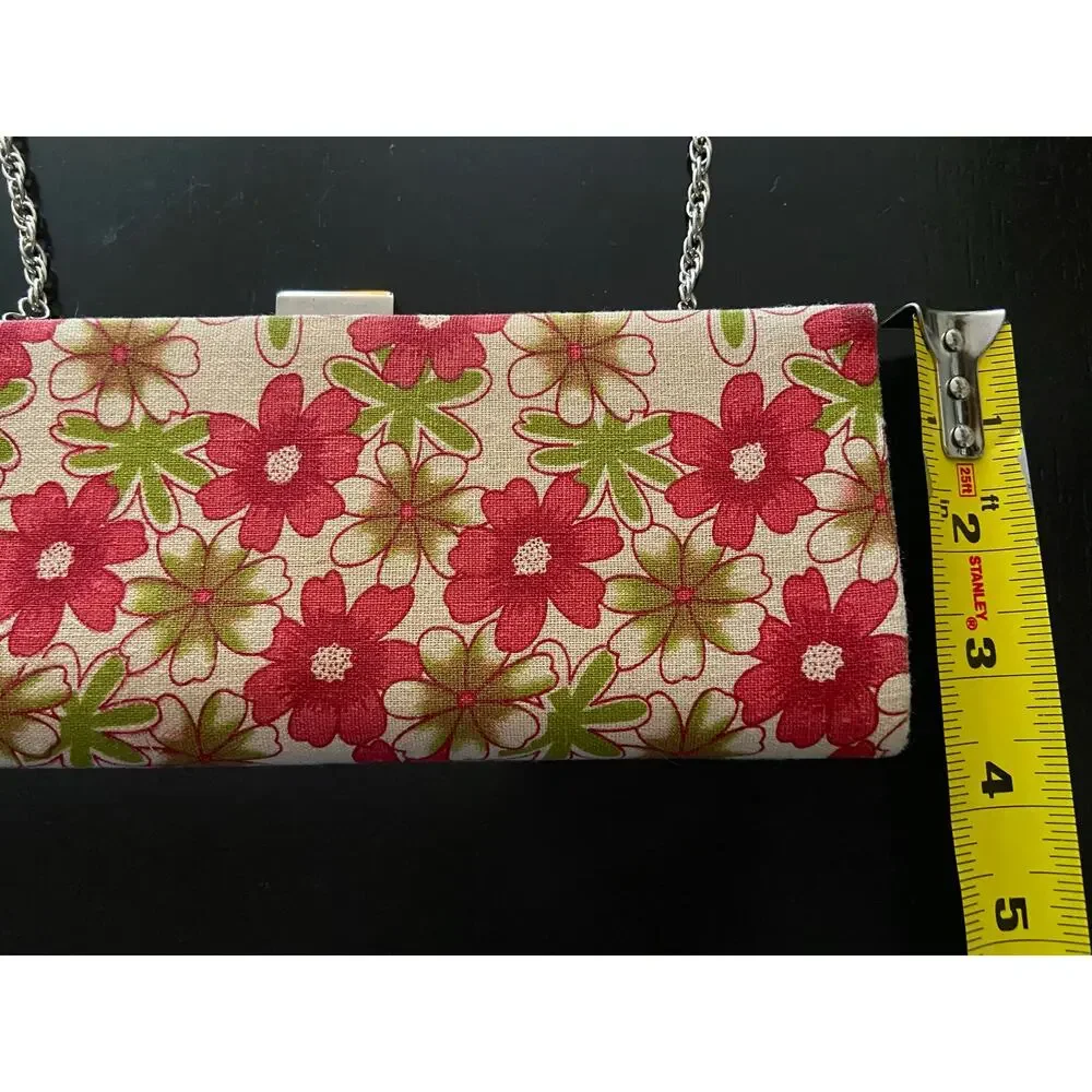 Spring Floral Clutch Purse w/Chain Strap